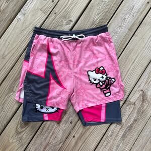 Sanrio Hello Kitty 2 In 1 Pink Performance Shorts Angry Karate Kitty Size L. NEW